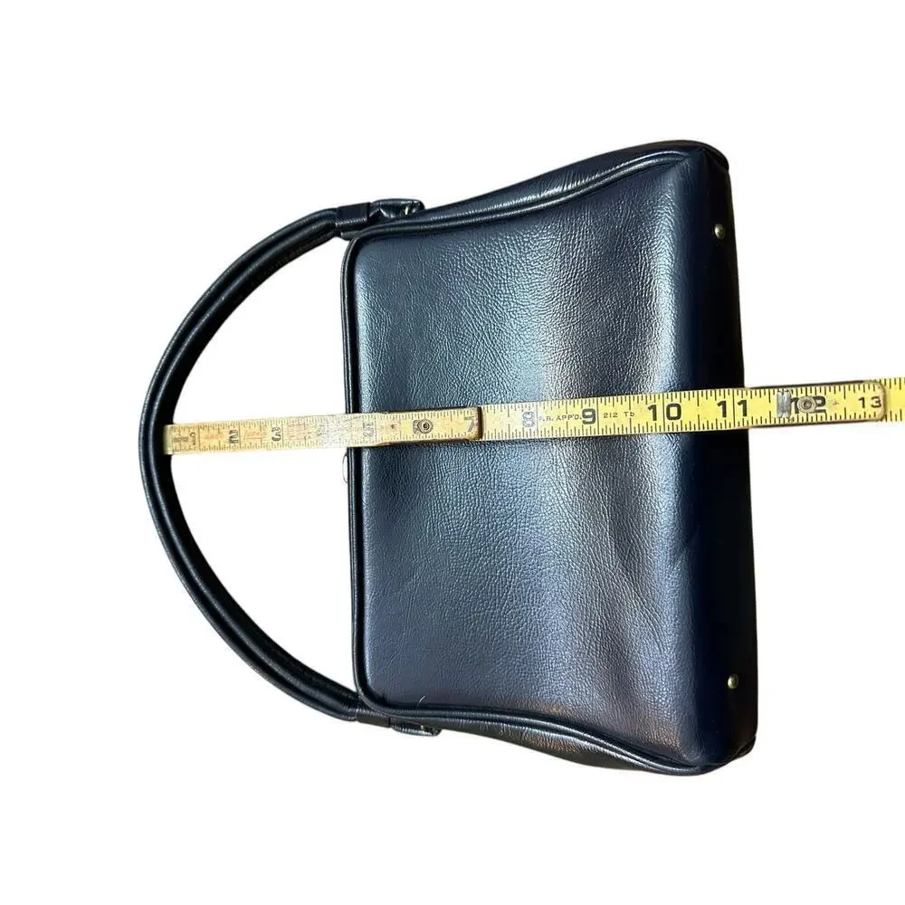 Vintage Women's Blue Genuine Leather Snap Shut Top Handle Purse Bag